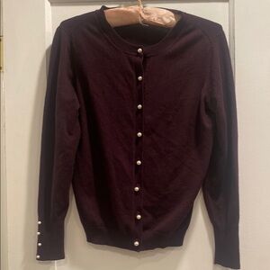 Purple Cardigan Sweater with Round Neckline